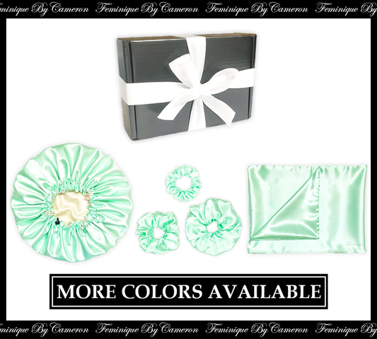 Satin Bonnet Gift Set - Mint Green