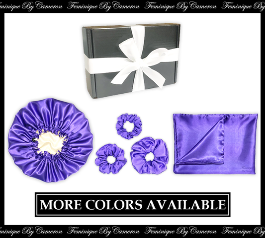 Satin Bonnet Gift Set - Purple