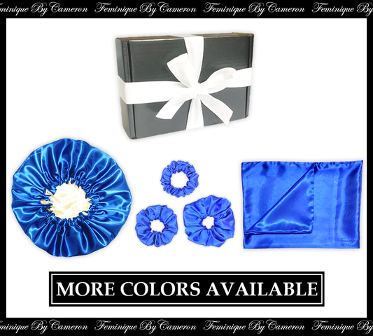 Satin Bonnet Gift Set - Royal Blue
